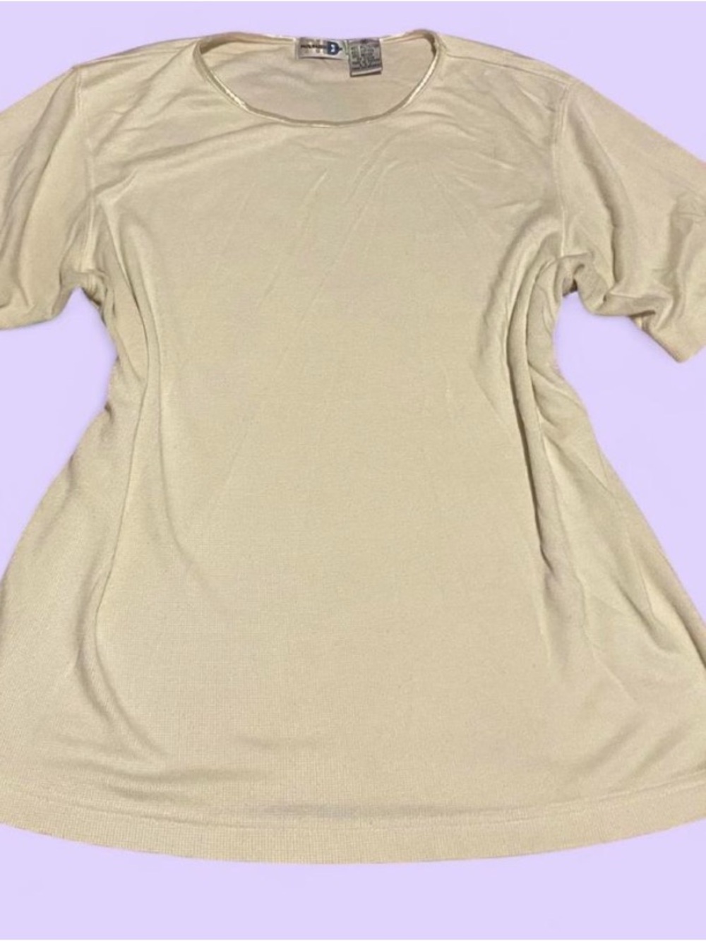 Vintage Cream Baby Tee w/ Satin Collar
